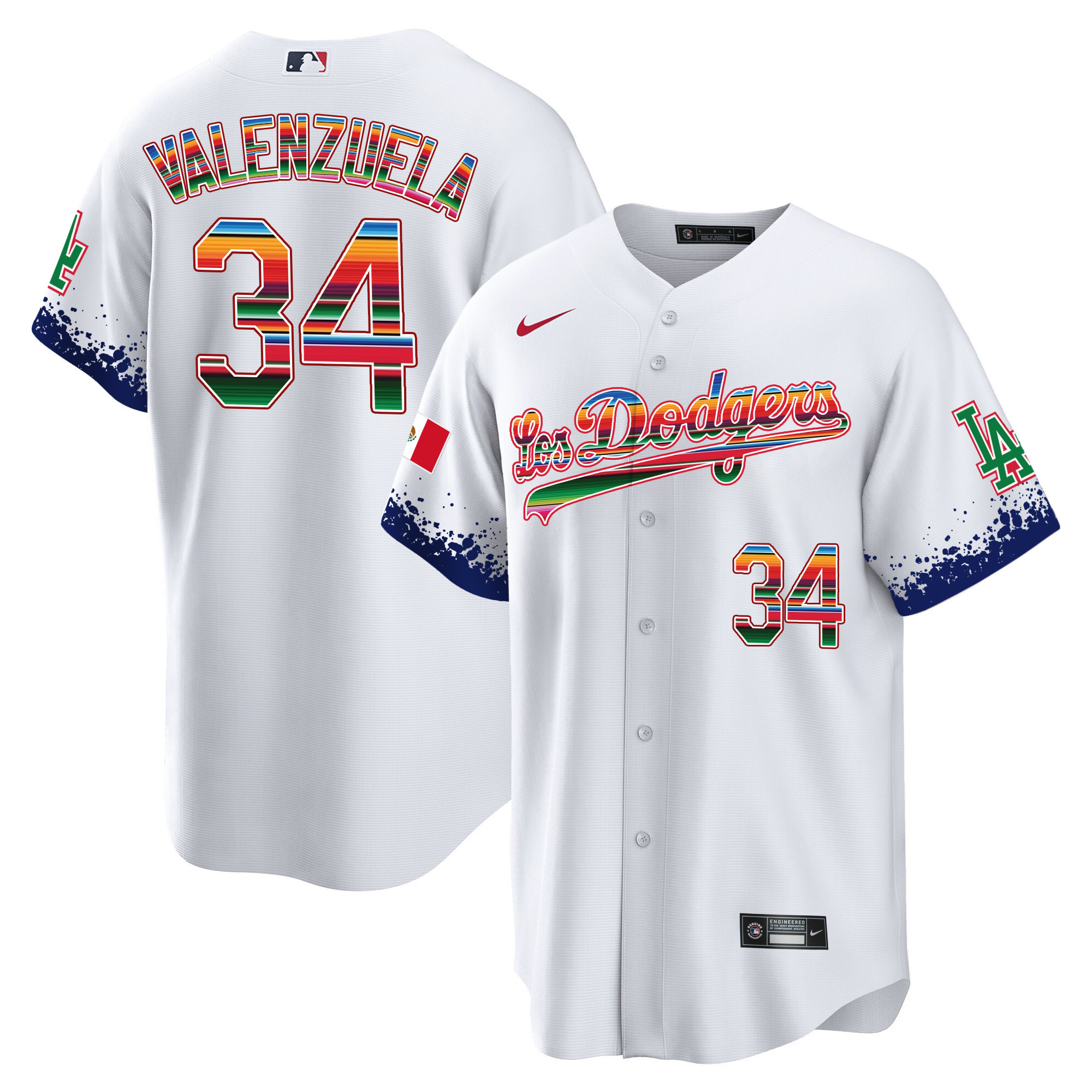 Fernando Valenzuela Men's Los Angeles Dodgers Mexico Cool Base City Connect Limited White Jersey - All Stitched