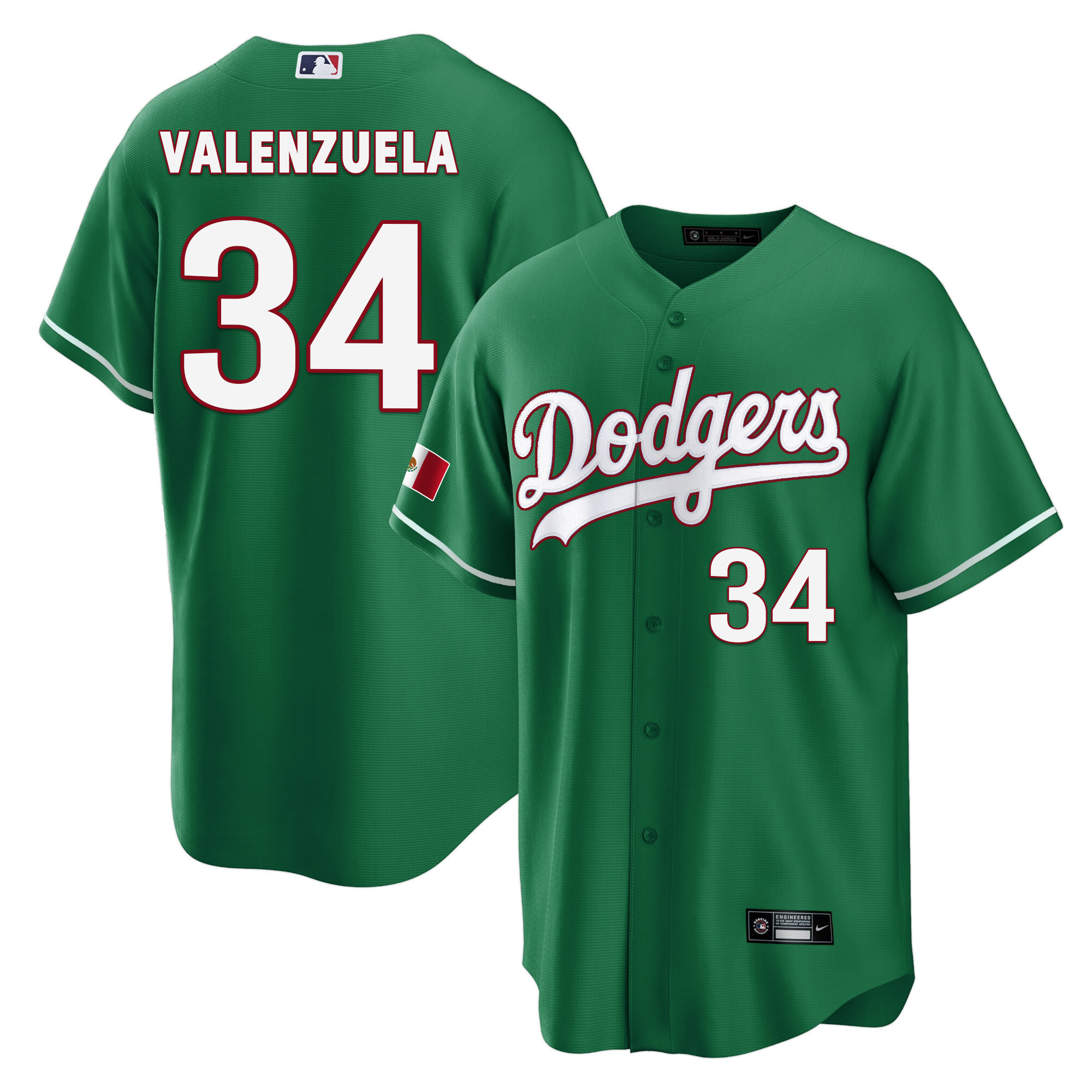 Fernando Valenzuela Men's Los Angeles Dodgers Mexico Cool Base Green Jersey - All Stitched
