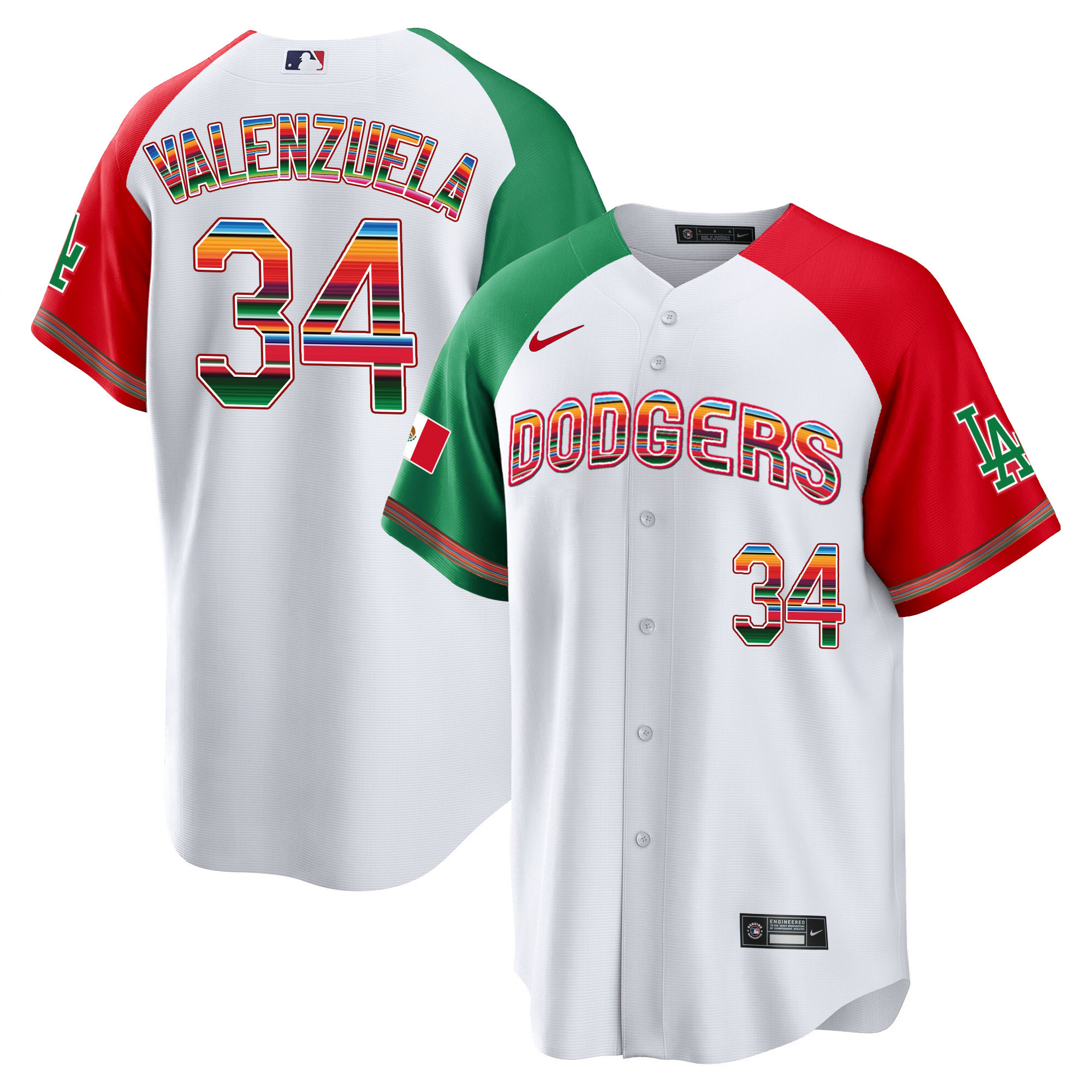 Fernando Valenzuela Men's Los Angeles Dodgers Mexico Cool Base Limited V3 Alternate Jersey - All Stitched