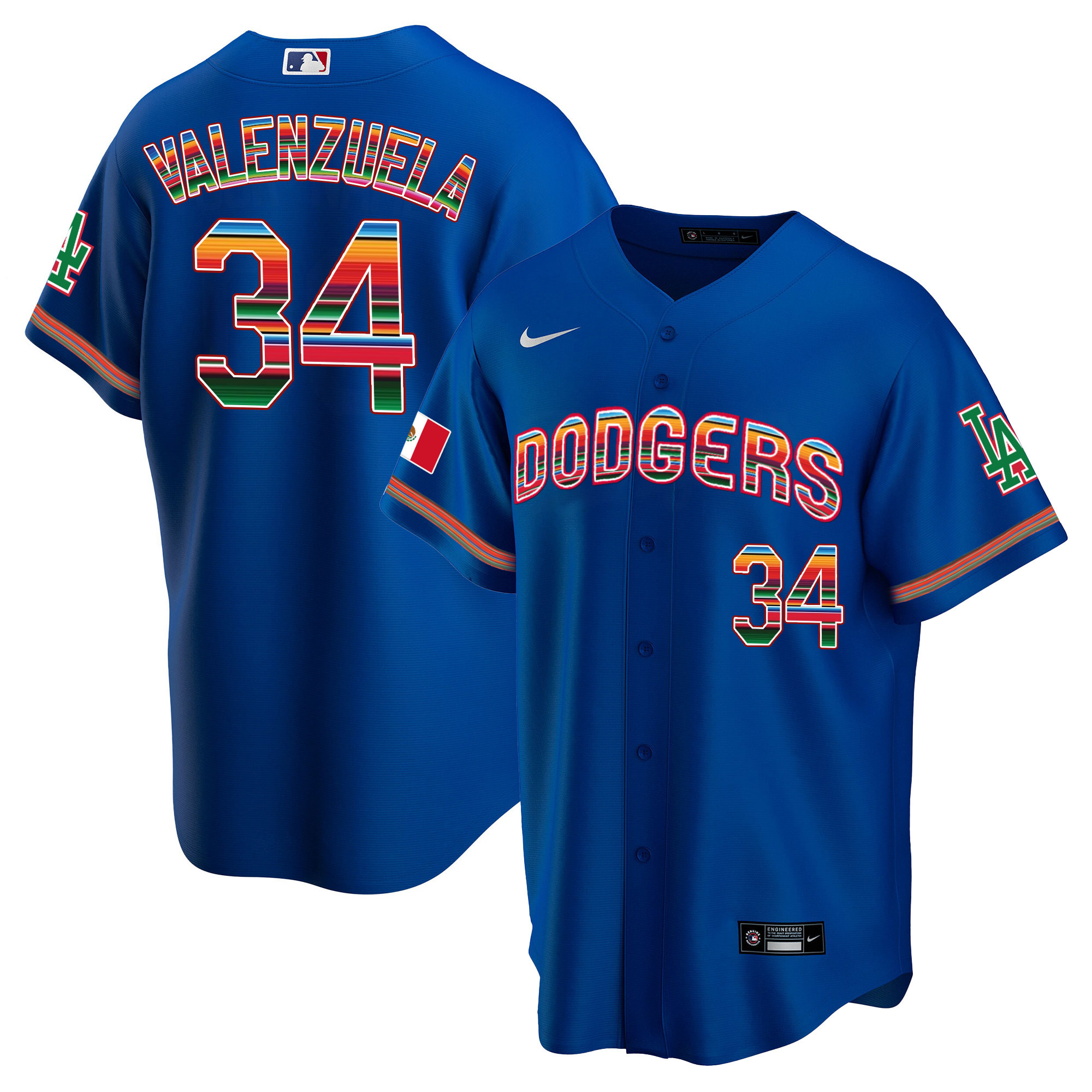 Fernando Valenzuela Men's Los Angeles Dodgers Mexico Cool Base Limited V3 Royal Jersey - All Stitched