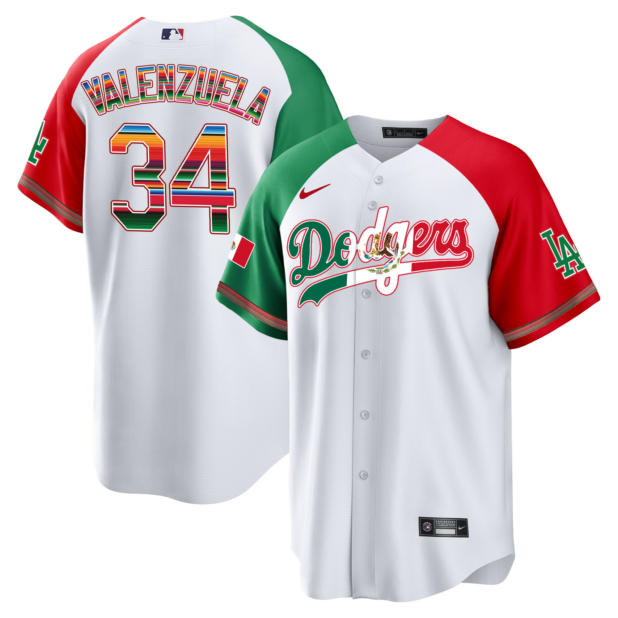 Fernando Valenzuela Men's Los Angeles Dodgers Mexico Cool Base Limited V4 Alternate Jersey - All Stitched
