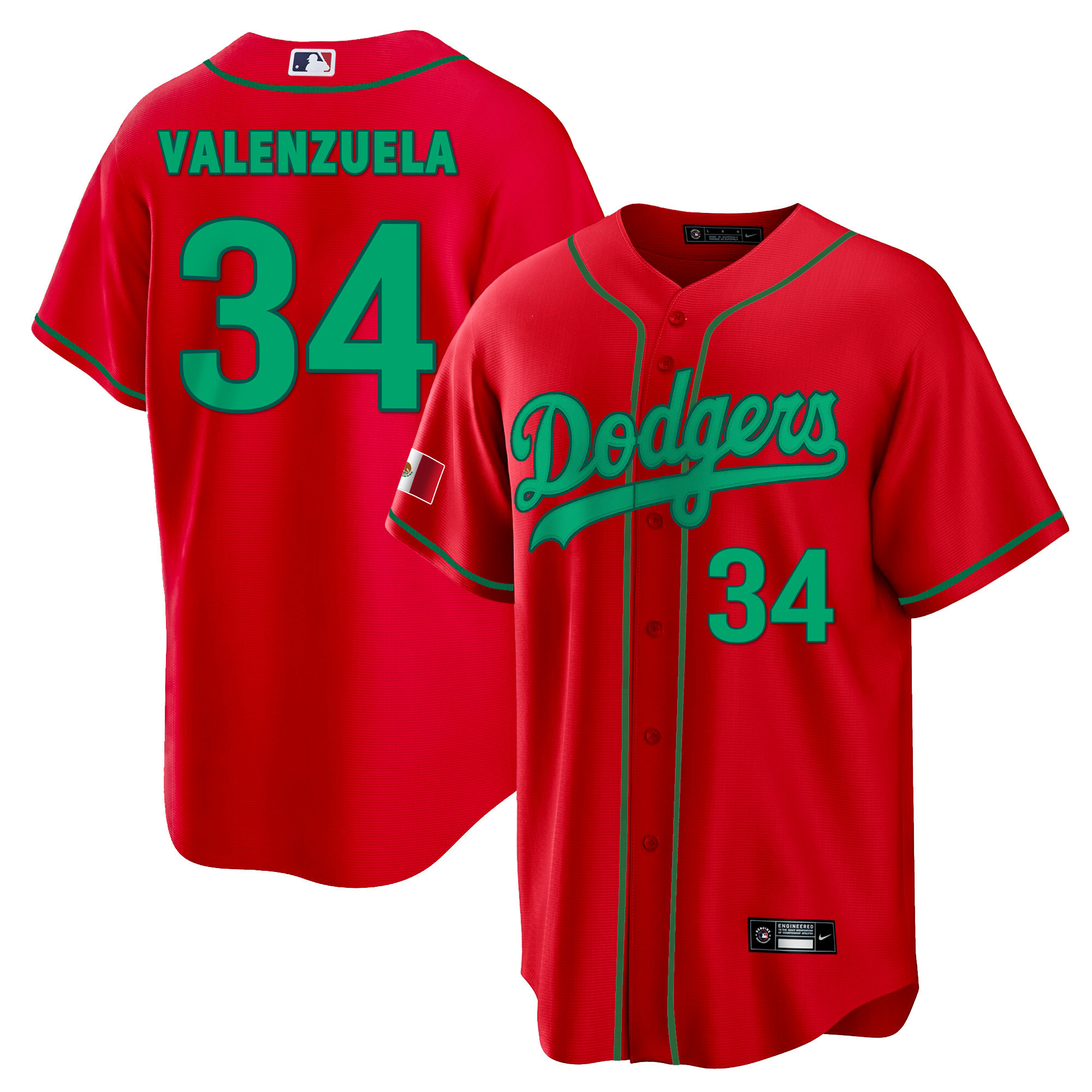 Fernando Valenzuela Men's Los Angeles Dodgers Mexico Cool Base Red Jersey - All Stitched