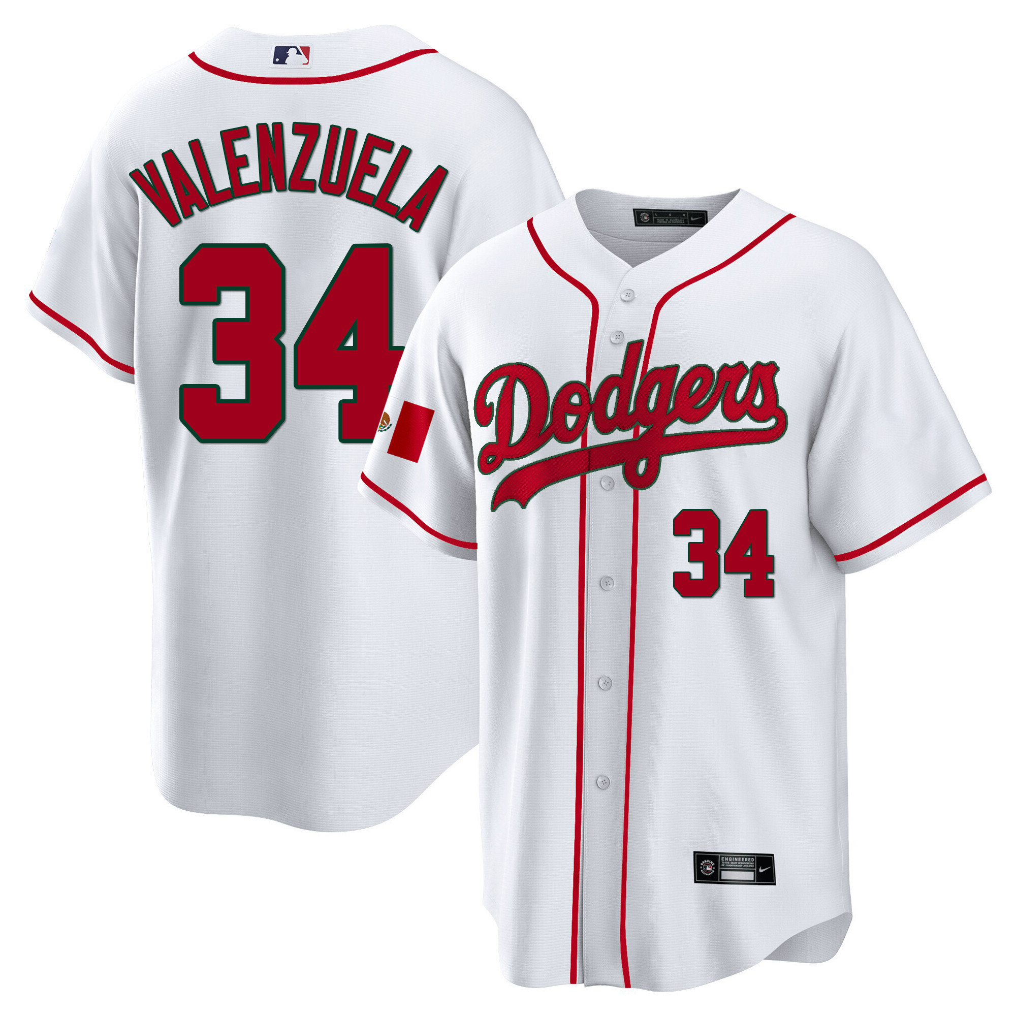 Fernando Valenzuela Men's Los Angeles Dodgers Mexico Cool Base White Jersey - All Stitched