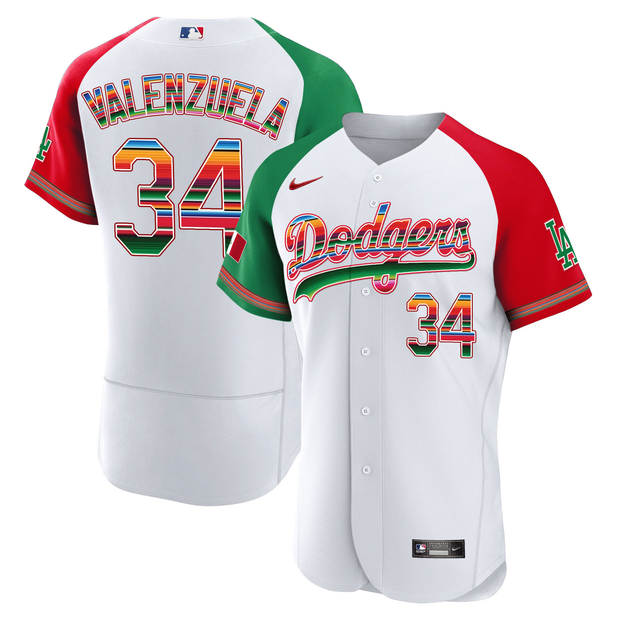 Fernando Valenzuela Men's Los Angeles Dodgers Mexico Flex Base Limited Alternate Jersey - All Stitched
