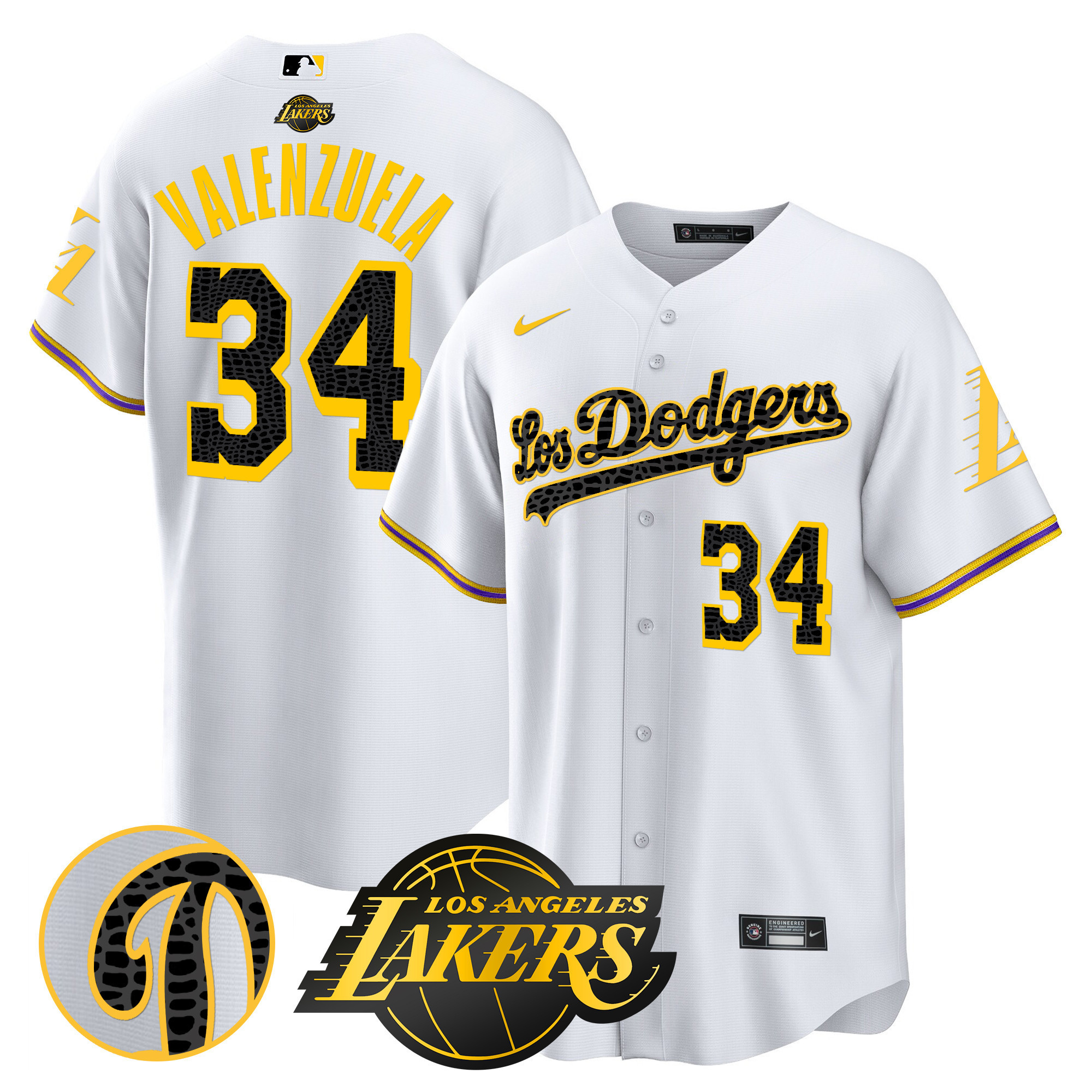 Fernando Valenzuela Men's Los Los Angeles Dodgers Cool Base Mamba White Jersey - All Stitched