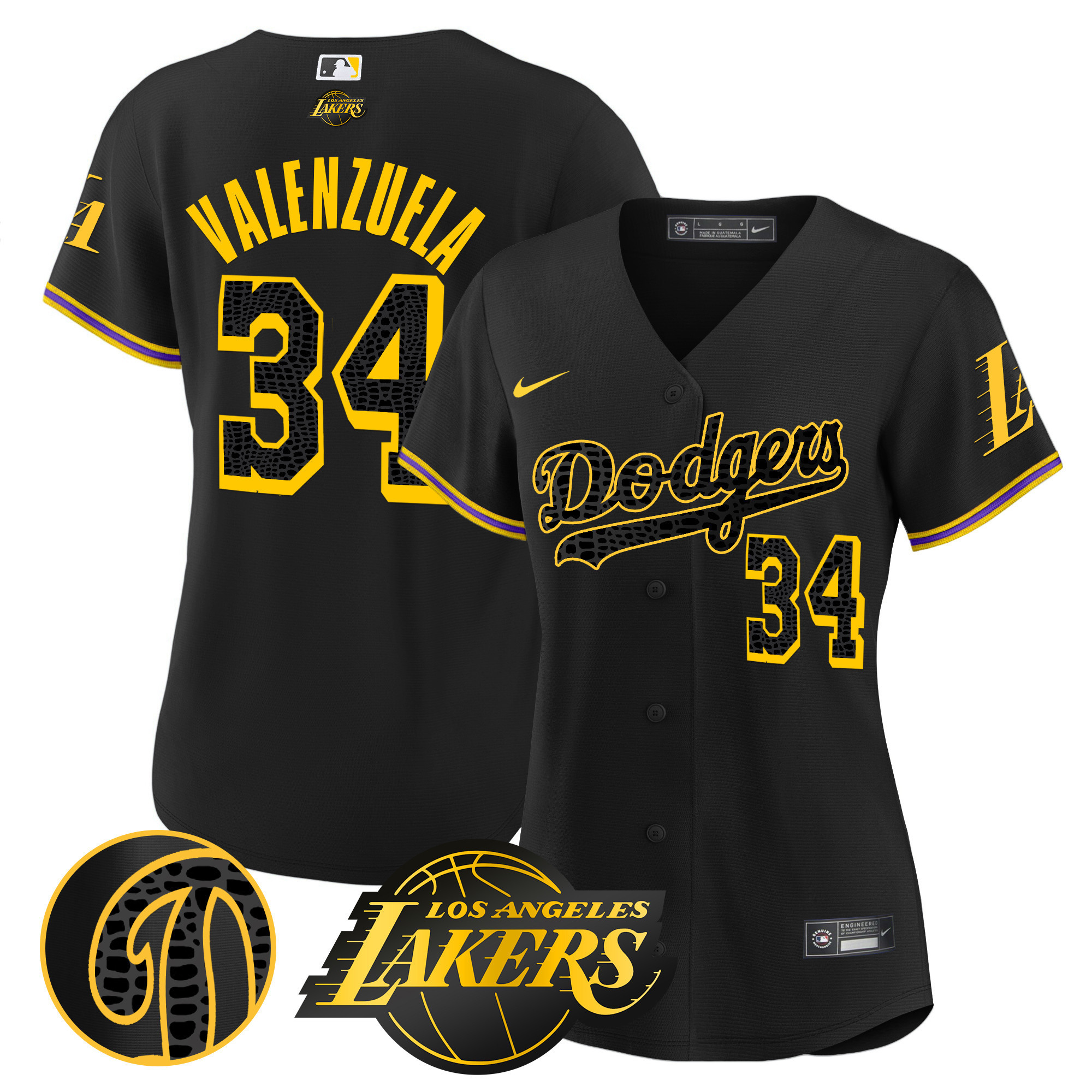 Fernando Valenzuela Women's Los Angeles Dodgers Cool Base Mamba Black Jersey - All Stitched