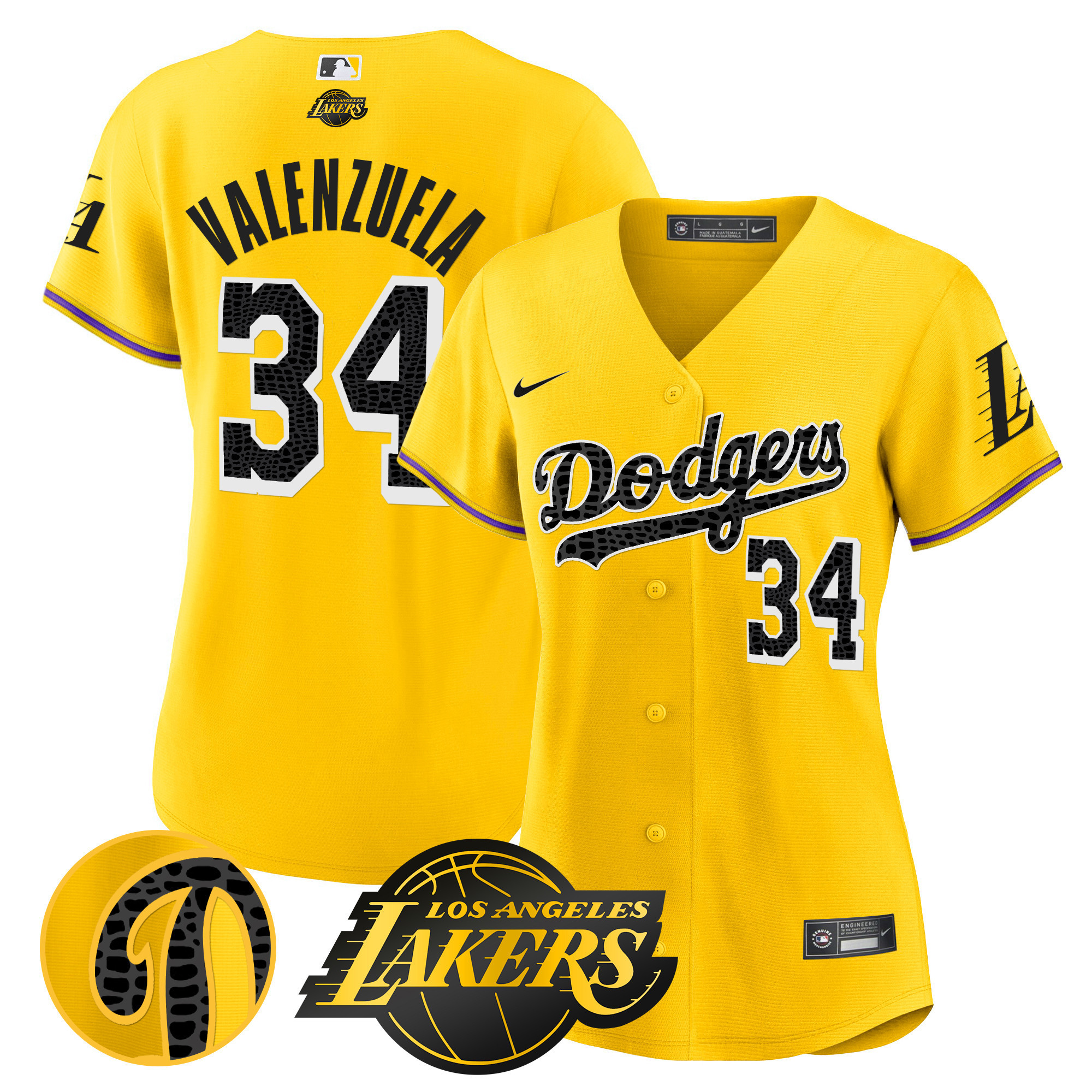 Fernando Valenzuela Women's Los Angeles Dodgers Cool Base Mamba Gold Jersey - All Stitched