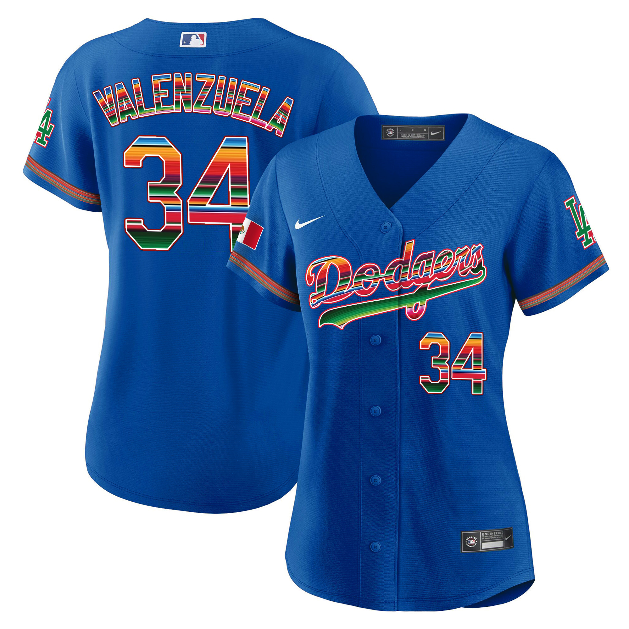 Fernando Valenzuela Women's Los Angeles Dodgers Mexico Baseball Limited Royal Jersey - All Stitched