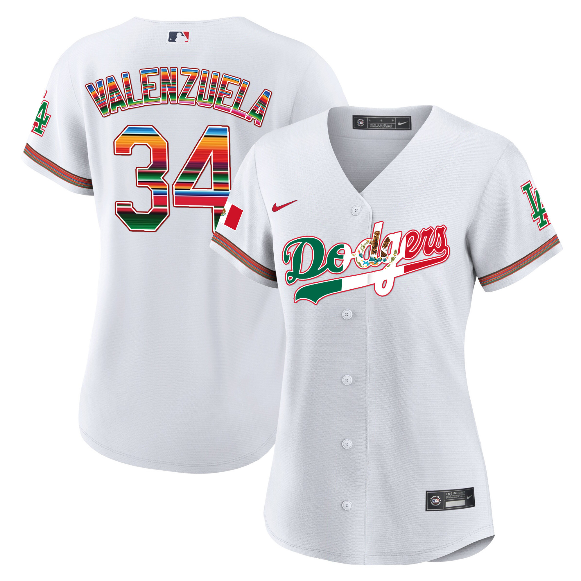 Fernando Valenzuela Women's Los Angeles Dodgers Mexico Baseball Limited V4 White Jersey - All Stitched