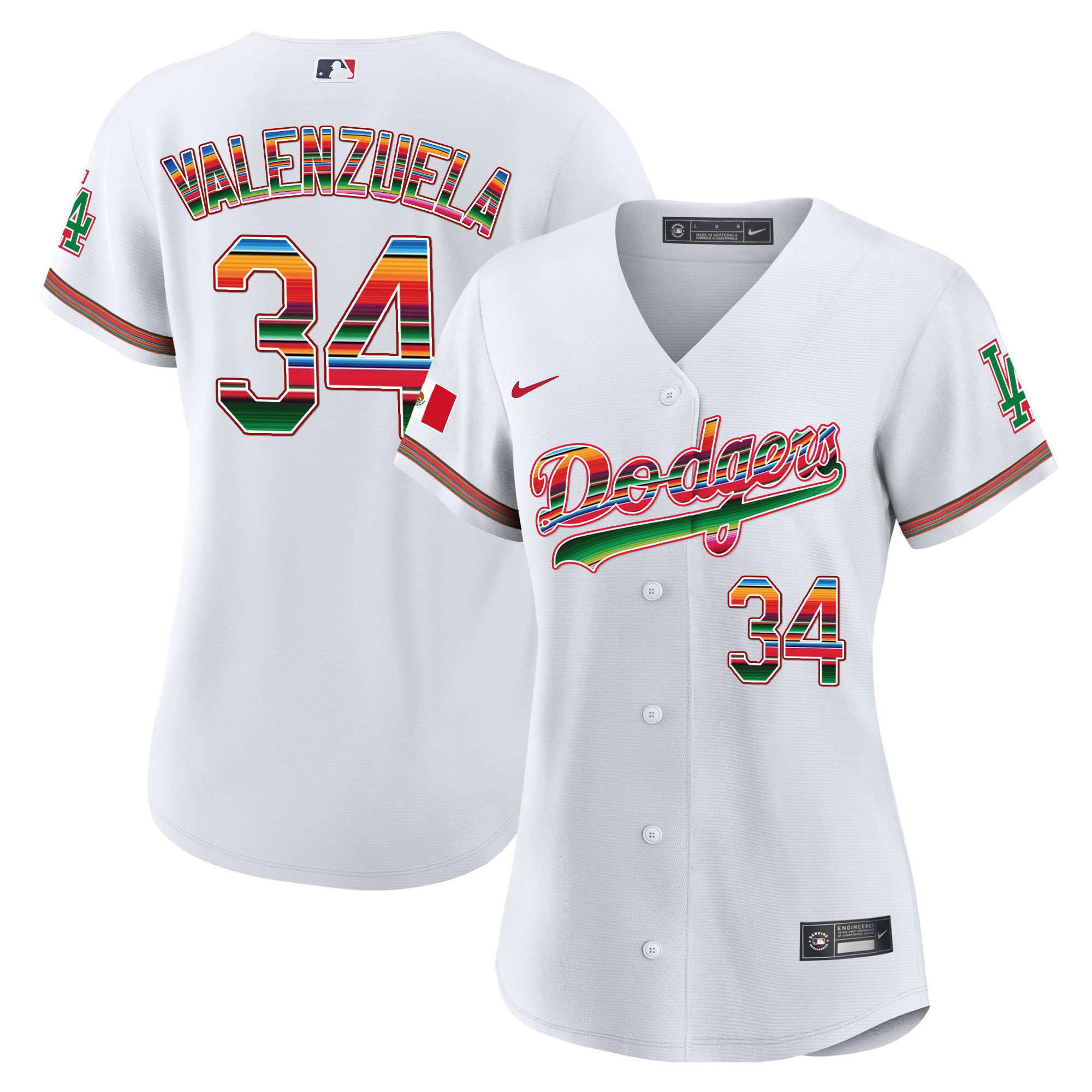 Fernando Valenzuela Women's Los Angeles Dodgers Mexico Baseball Limited White Jersey - All Stitched