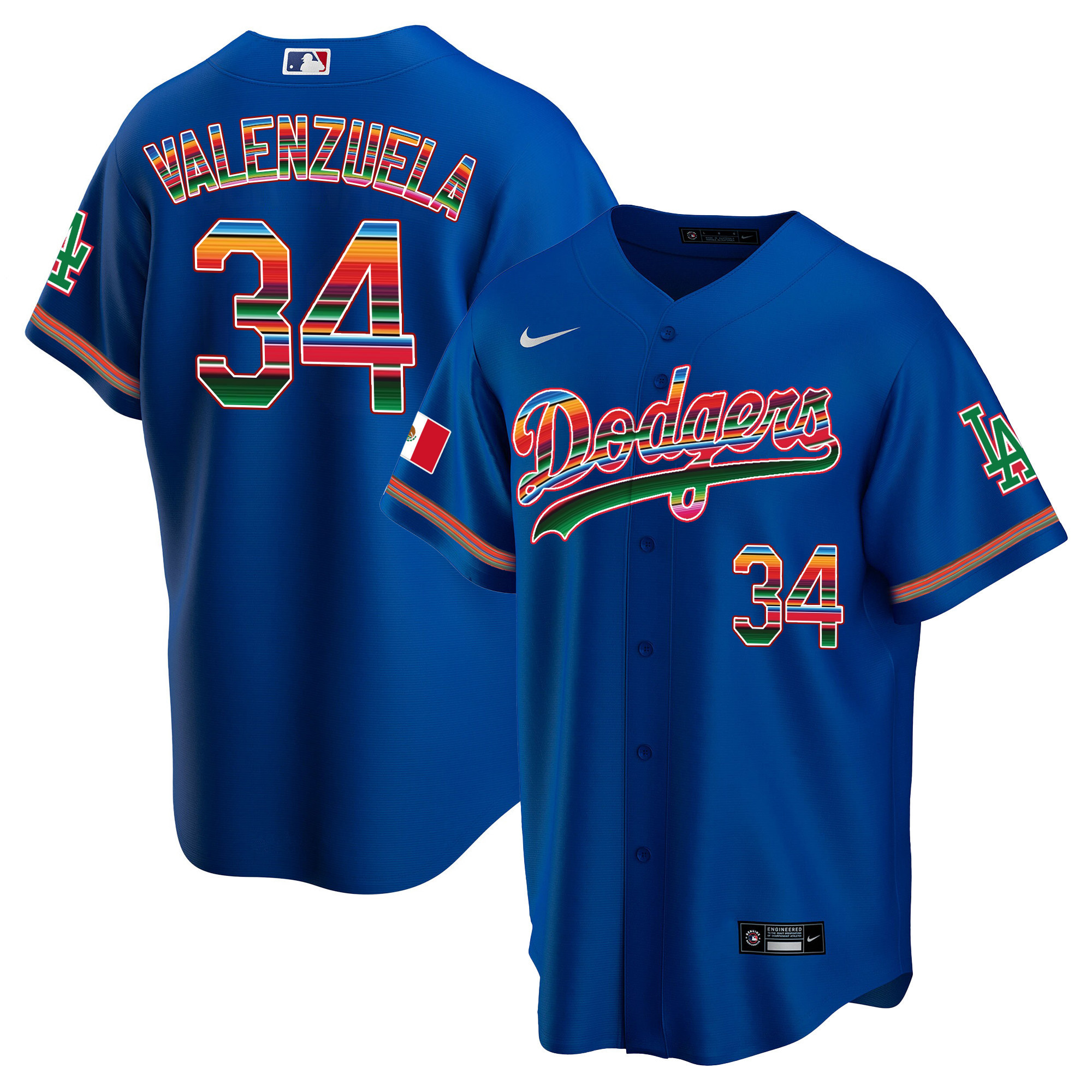 Fernando Valenzuela Youth's Los Angeles Dodgers Mexico Cool Base Limited Royal Jersey - All Stitched