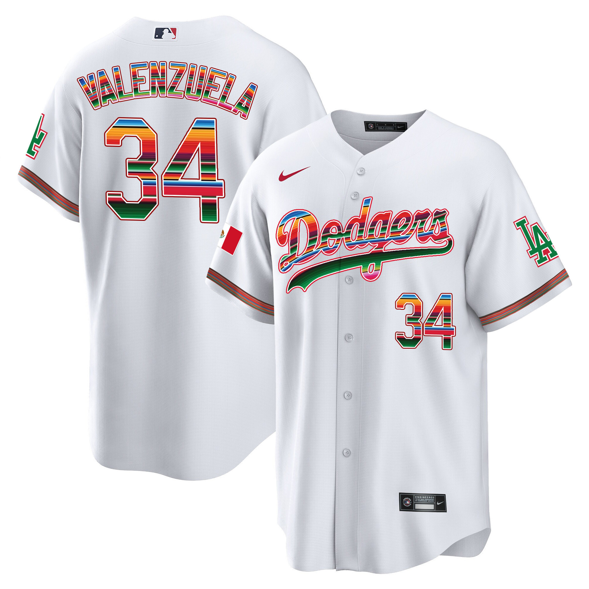 Fernando Valenzuela Youth's Los Angeles Dodgers Mexico Cool Base Limited White Jersey - All Stitched