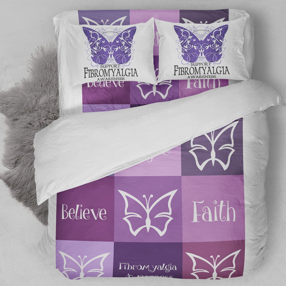 Fibromyalgia Awareness Duvet Cover Bedding Set