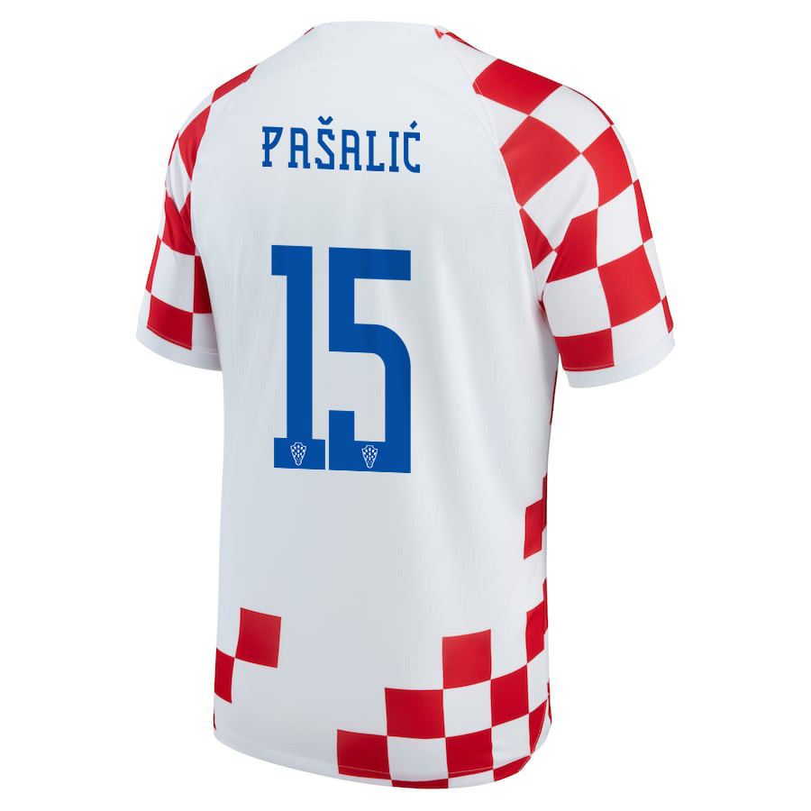 FIFA World Cup Qatar 2022 Croatia National Team Mario Pasalic 15 – Home Soccer Jersey With Patch, Men