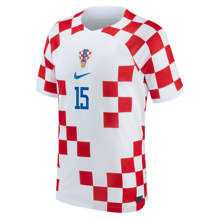 FIFA World Cup Qatar 2022 Croatia National Team Mario Pasalic 15 – Home Soccer Jersey With Patch, Men