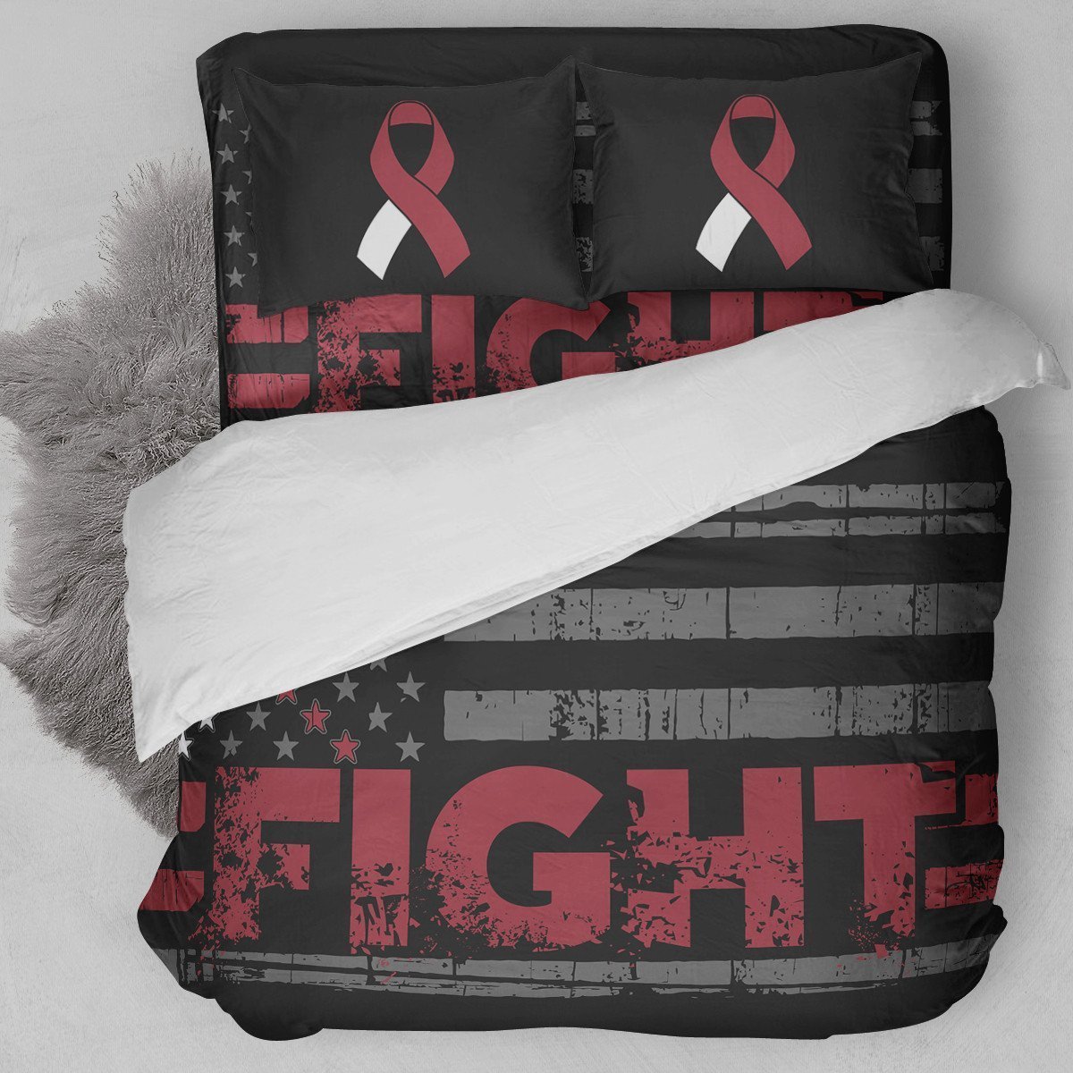 Fight Head-Neck Cancer Duvet Cover Bedding Set