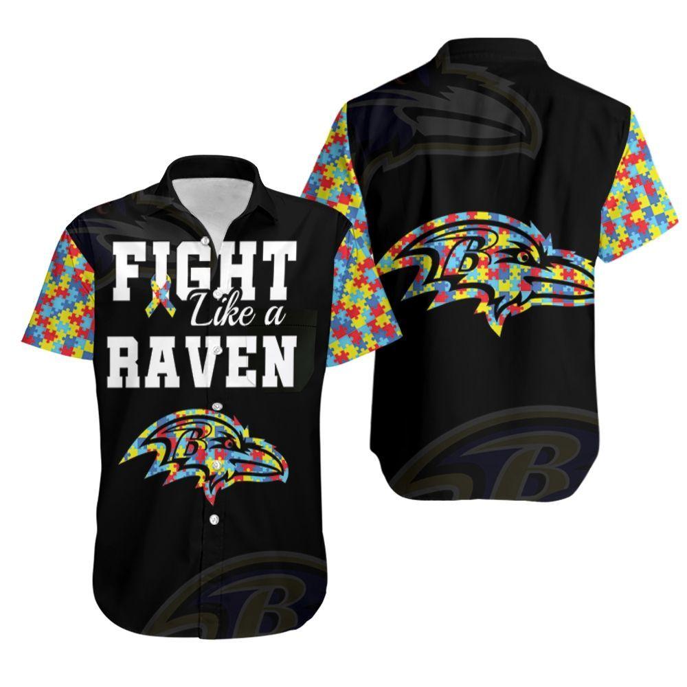 Fight Like A Baltimore Ravens Autism Support Hawaiian Shirt