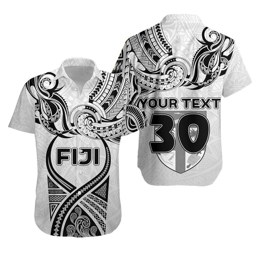 Fiji Rugby Hawaiian Aloha Shirt Polynesian Waves Style Custom Text And Number Hawaiian Beach