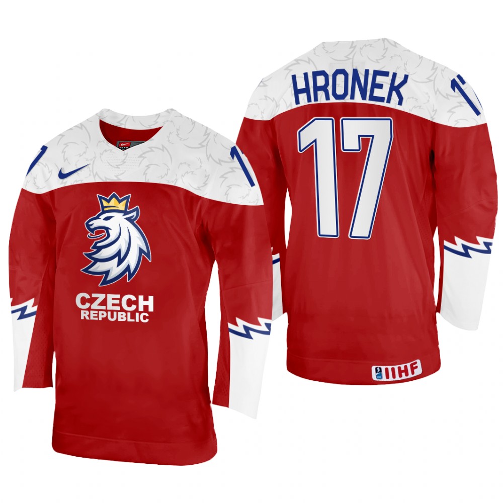 Filip Hronek Czechia Red Away Jersey 2022 IIHF World Championship