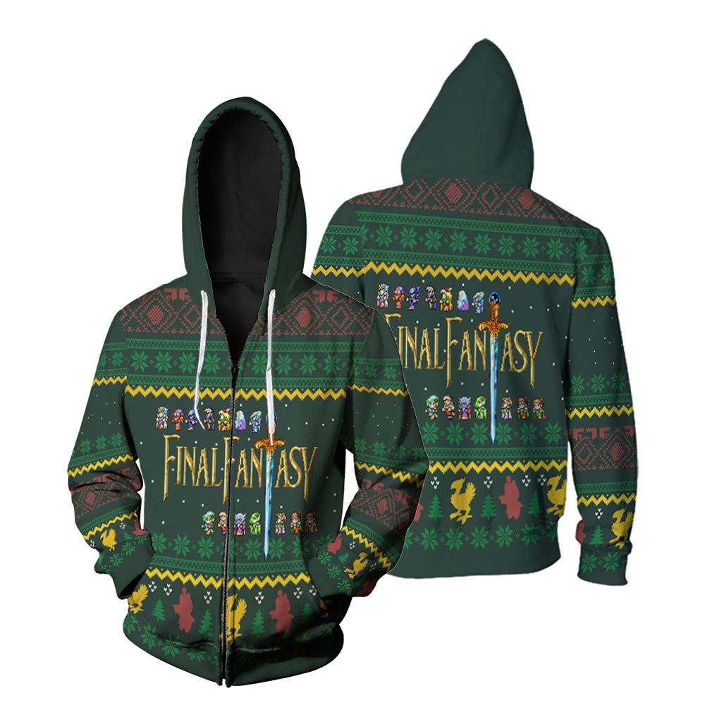 Final Fantasy Christmas Zip Hoodie