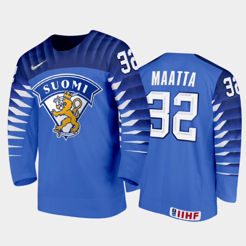 Finland Joel Maatta 2022 IIHF World Junior Championship Blue #32 Jersey Away