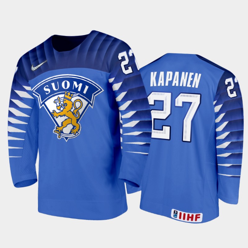 Finland Oliver Kapanen 2022 IIHF World Junior Championship Blue #27 Jersey Away