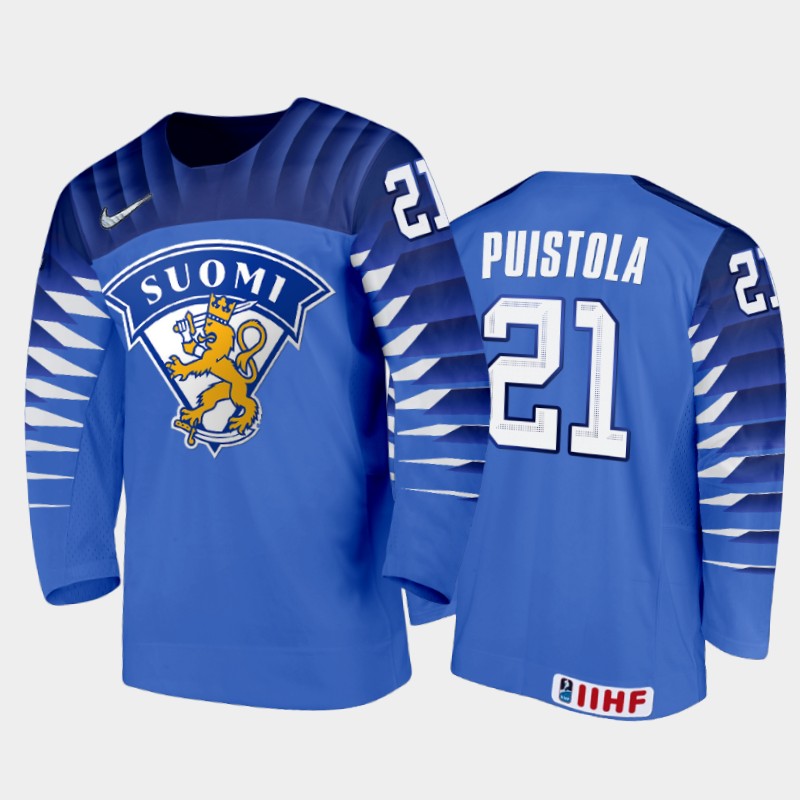 Finland Patrik Puistola #21 2020 IIHF World Junior Ice Blue Away Ice Jersey