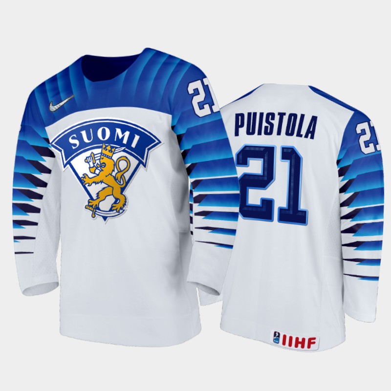 Finland Patrik Puistola #21 2020 IIHF World Junior Ice White Home Ice Jersey