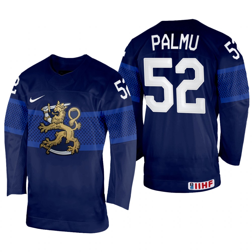 Finland Petrus Palmu 2022 IIHF World Championship Navy #52 Jersey Away