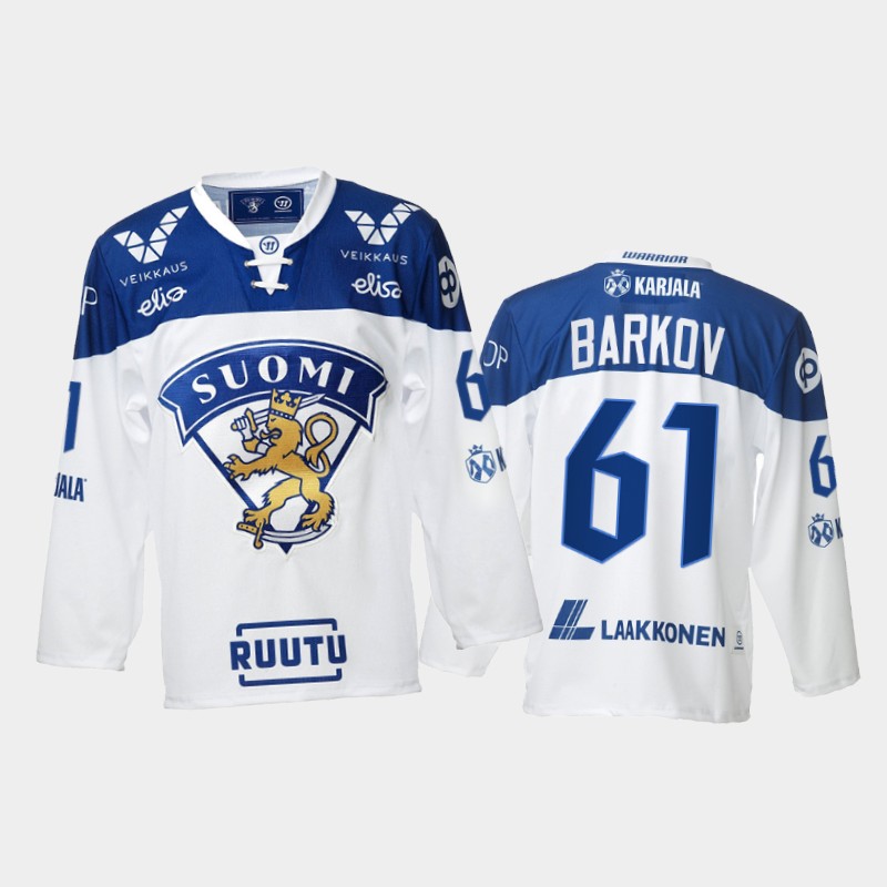 Finland Team Aleksander Barkov 2021-22 Home White Jersey #61