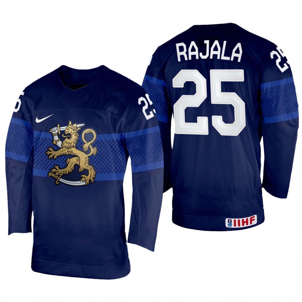 Finland Toni Rajala 2022 IIHF World Championship Navy #25 Jersey Away