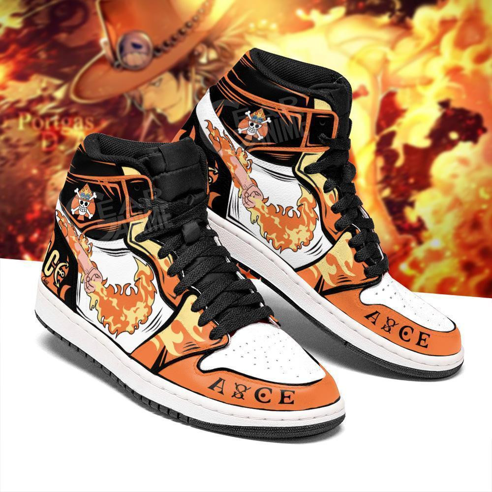 Fire Fist Portgas Ace JD1s Sneakers Anime One Piece Shoes, Air Jordan Hightop