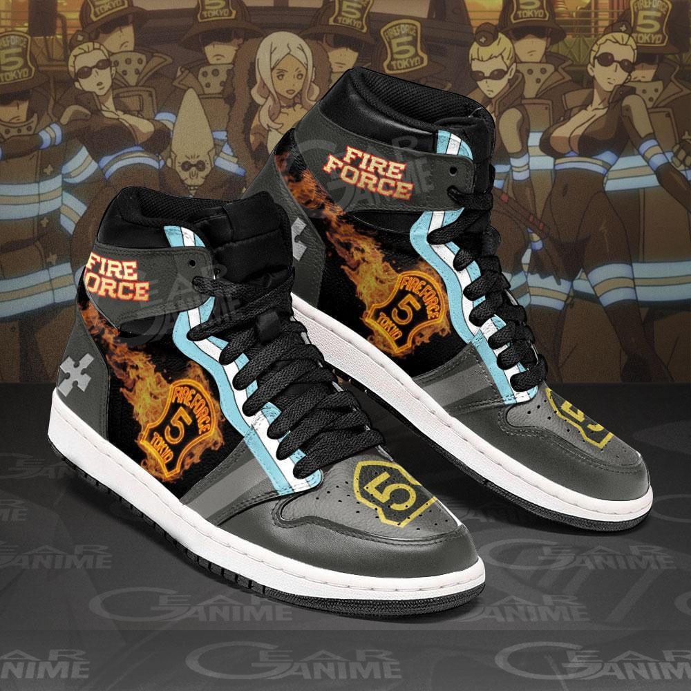 Fire Force Company 5 JD1s Sneakers Anime Shoes, Air Jordan Hightop