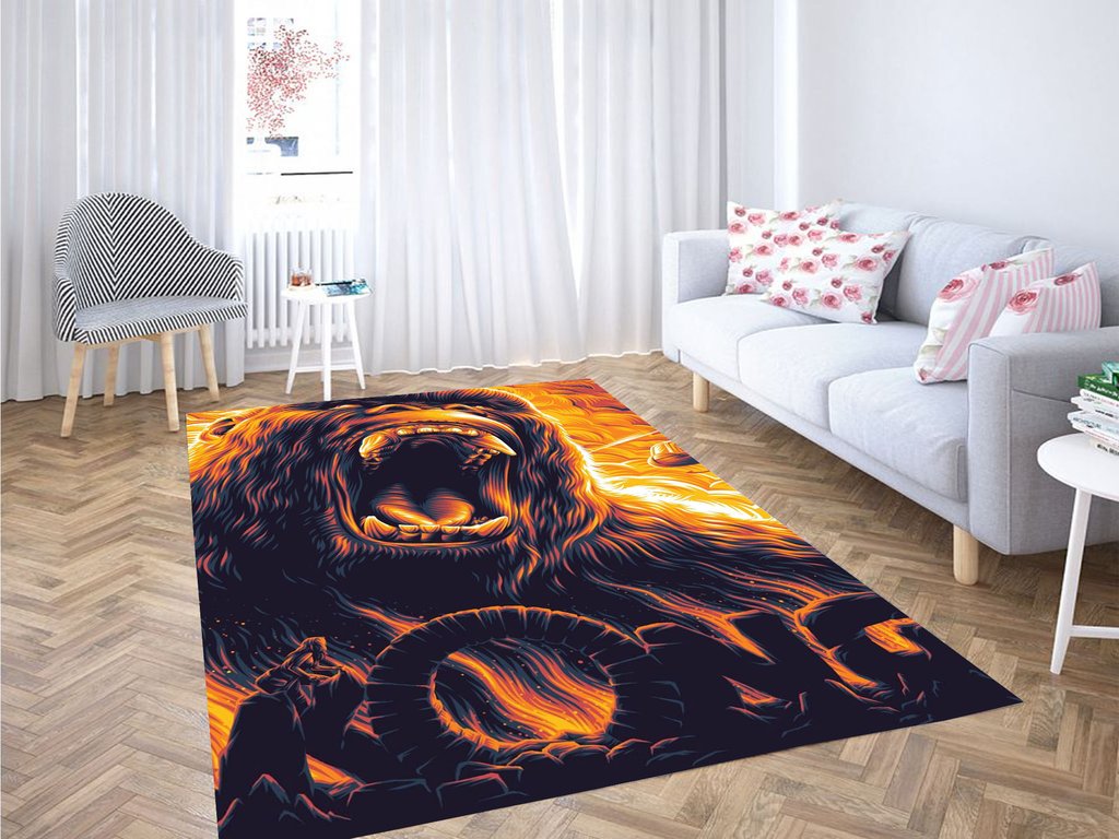 Fire Kong Skull Island Living Room Modern Carpet Rectangle Rug