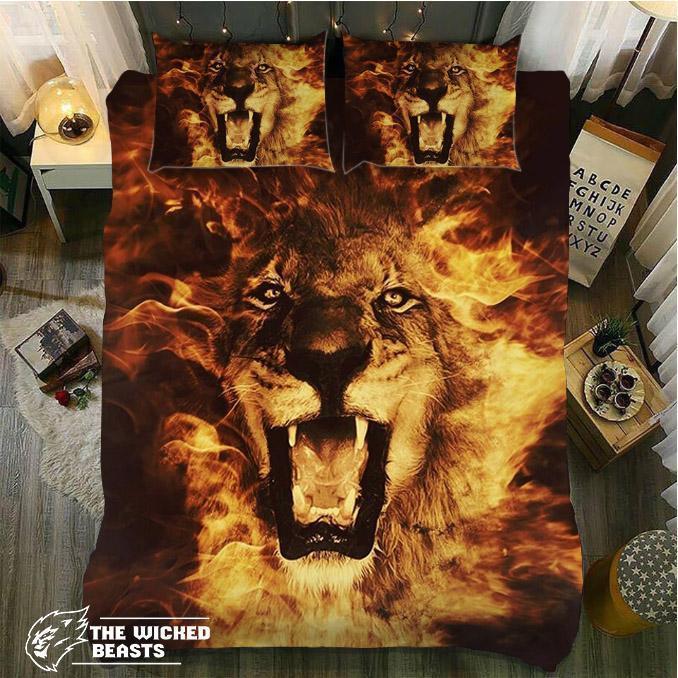 Fire Lion3D Customized Duvet Cover Bedding Set