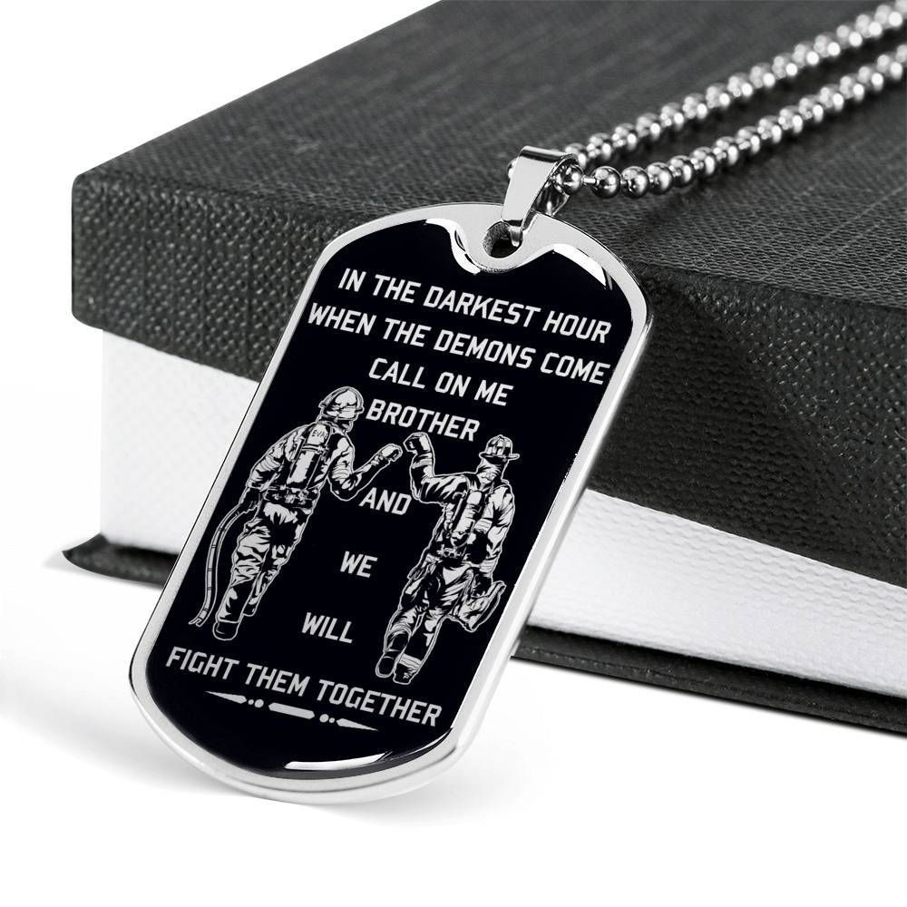 Firefighter – Call On Me Brother – English – Black – Military Ball Chain