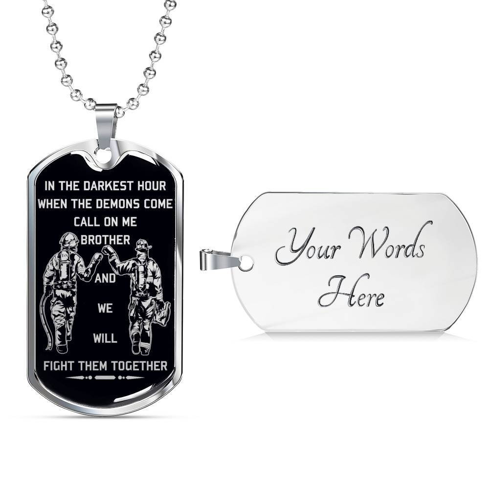 Firefighter – Call On Me Brother – English – Black – Military Ball Chain