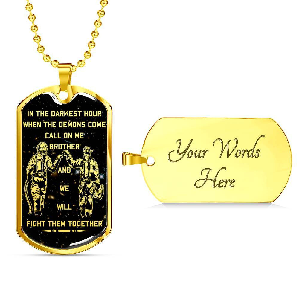 Firefighter – Call On Me Brother – English – Galaxy – Military Ball Chain