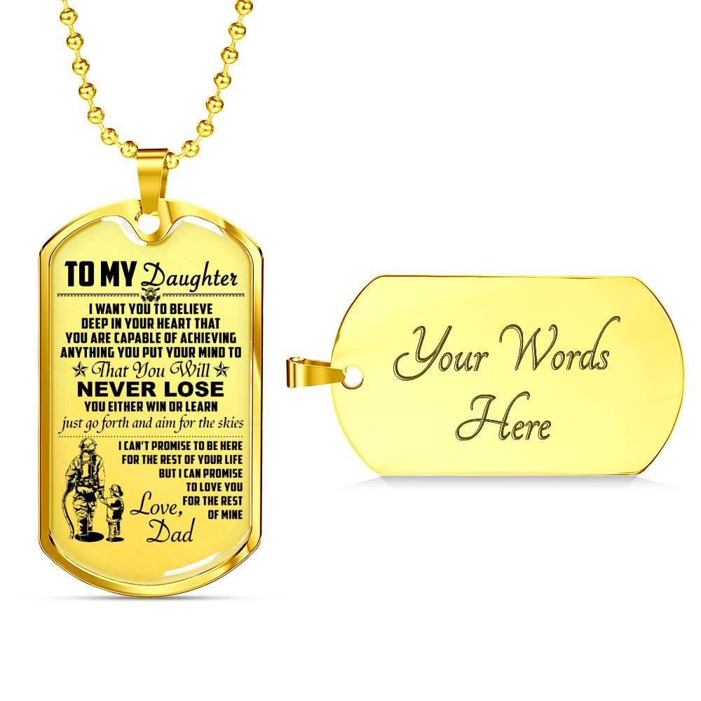 Firefighter – Dad To Daughter – Never Lose – English – Military Ball Chain
