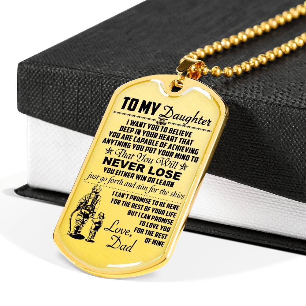 Firefighter – Dad To Daughter – Never Lose – English – Military Ball Chain