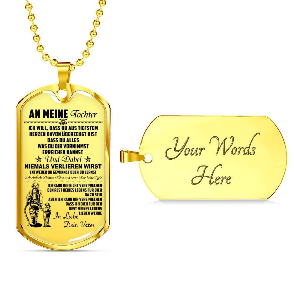 Firefighter – Dad To Daughter – Never Lose – German – Military Ball Chain