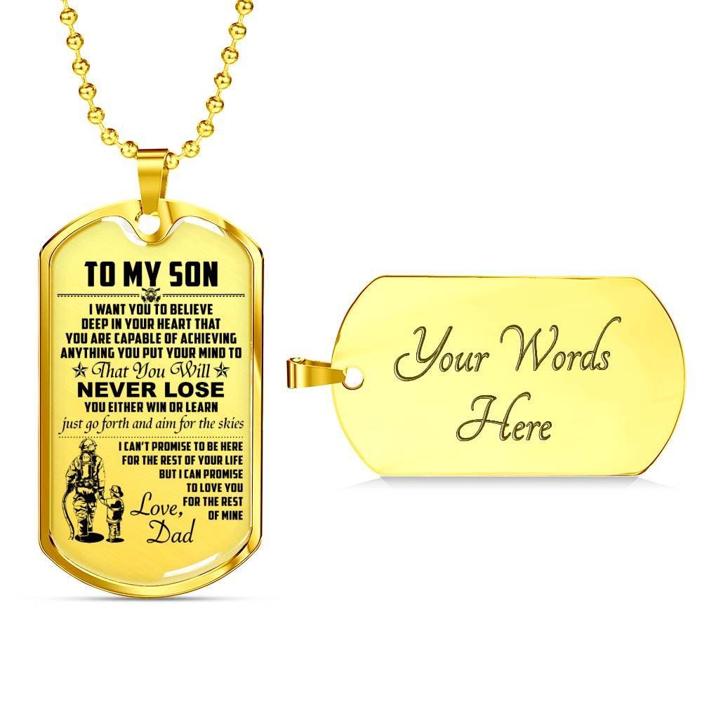 Firefighter – Dad To Son – Never Lose – English – Military Ball Chain