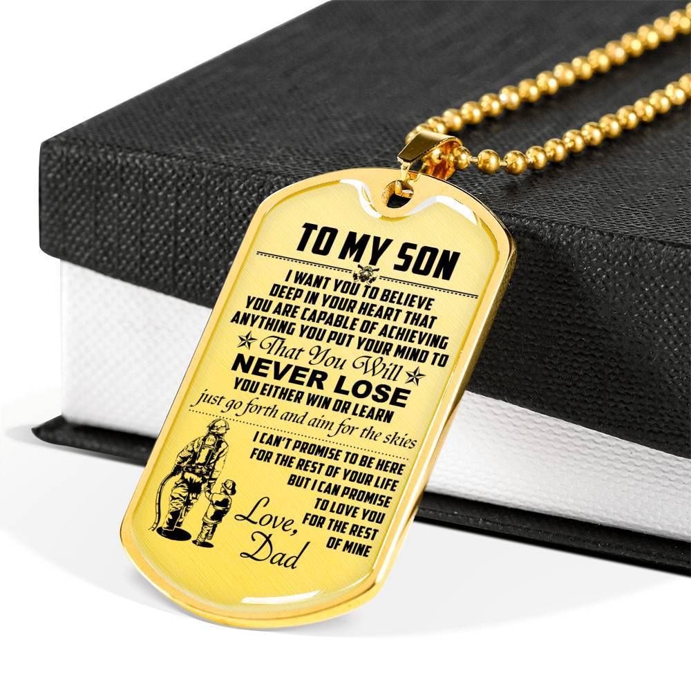 Firefighter – Dad To Son – Never Lose – English – Military Ball Chain