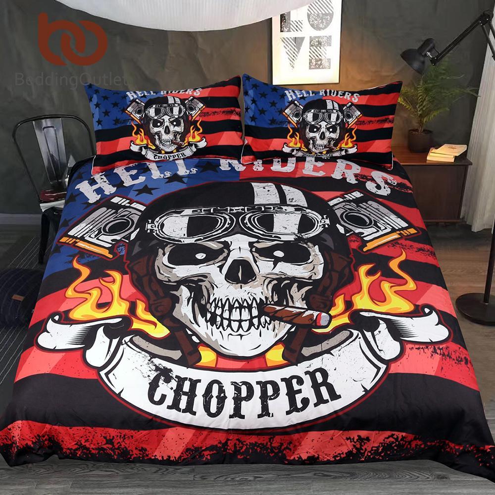 Firekull Chopper Printed Boys Et Hell Riders 3D Customized Duvet Cover Bedding Set