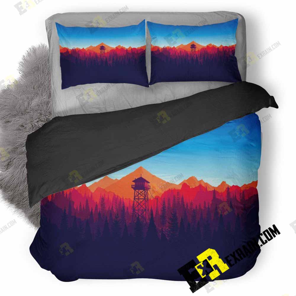 Firewatch Forest Mountains Minimalism Hb 3D Customized Duvet Cover Bedding Set