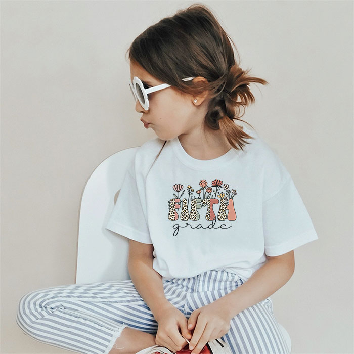 First Day Of School Outfits Fifth Grade Back To School Retro Flower T-Shirt