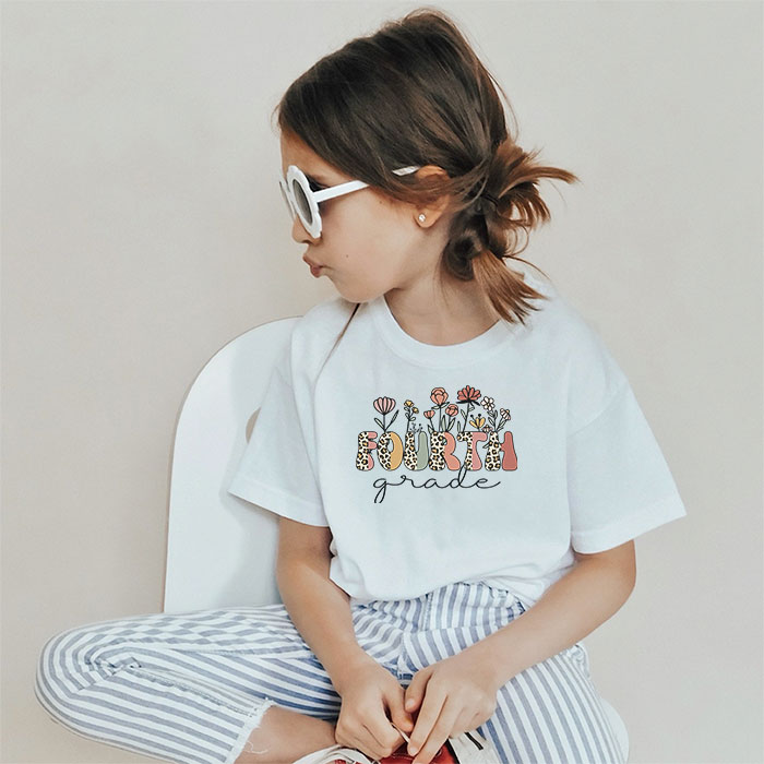 First Day Of School Outfits Fourth Grade Back To School Retro Flower T-Shirt