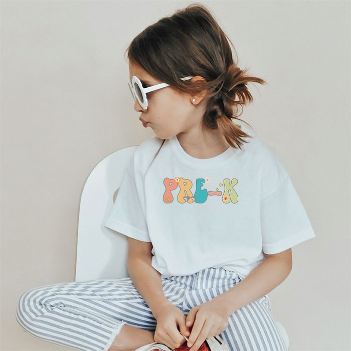 First Day Of School Outfits Pre-K Back To School Retro Flower T-Shirt