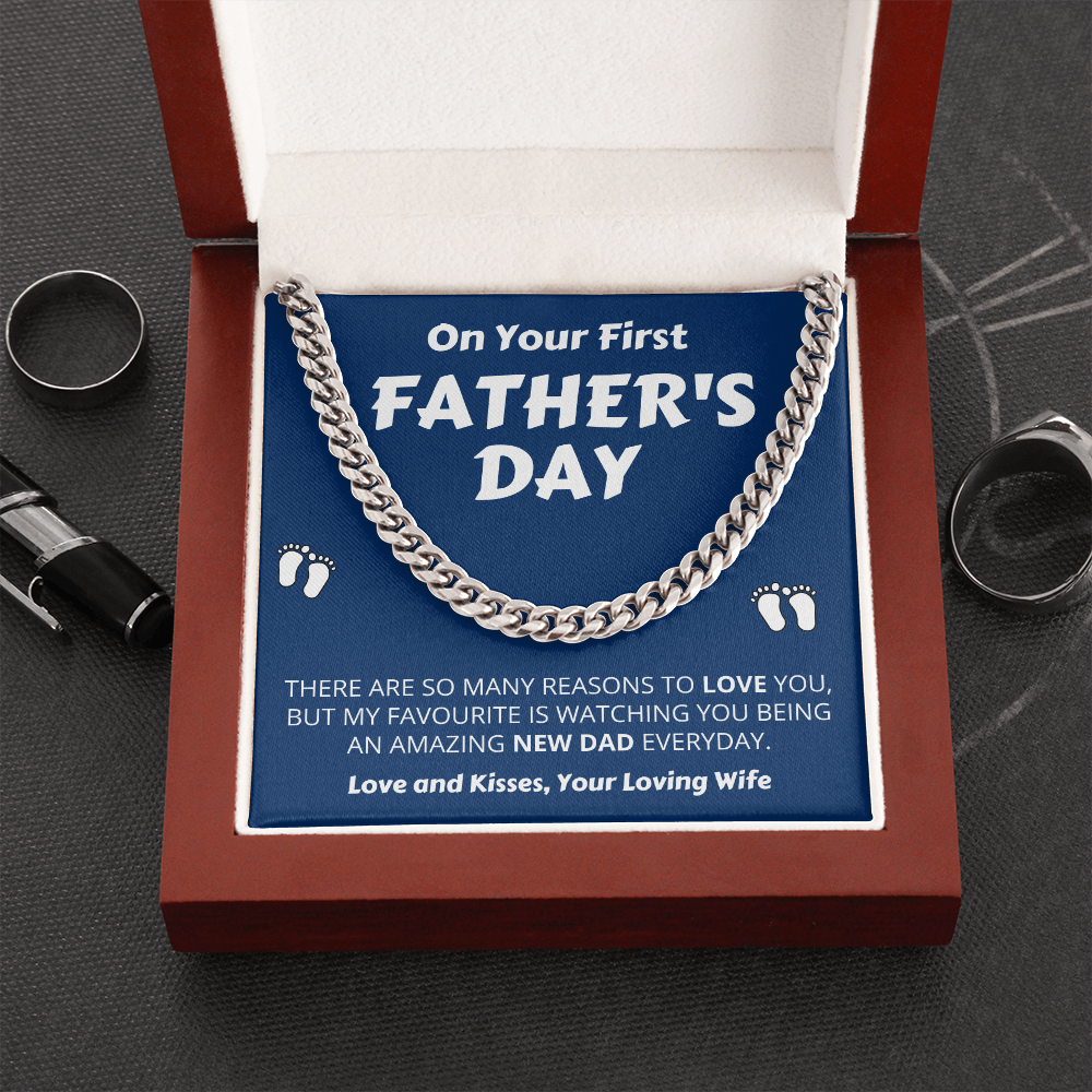 First Father’s Day Necklace Gift – My favorite is watching you being an amazing new dad everyday – Cuban Chain from Wife
