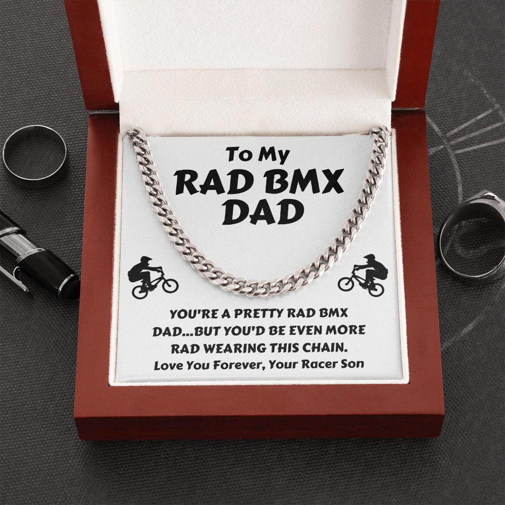 First Father’s Day Necklace Gift – Rad BMX Dad Gift from Wife – Cuban Chain